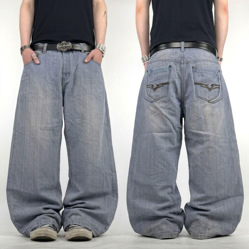 Vintage embroidered rare archive y2k baggy wide leg skater cyber jeans